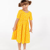 The Short Sleeve Ballet Dress in Zingy Petals