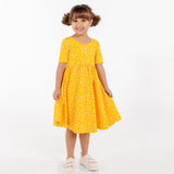 The Short Sleeve Ballet Dress in Zingy Petals