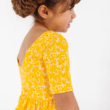 The Short Sleeve Ballet Dress in Zingy Petals