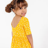 The Short Sleeve Ballet Dress in Zingy Petals