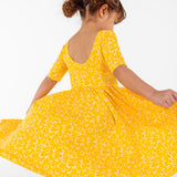 The Short Sleeve Ballet Dress in Zingy Petals