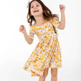 The Short Sleeve Ballet Dress in Blossom Bash