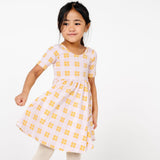 The Short Sleeve Ballet Dress in Pink Tartan