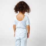 The Short Sleeve Wide Leg Jumpsuit in Sea Mist