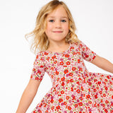 The Short Sleeve Ballet Dress in Poppy Floral