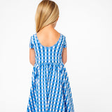 The Summer Sleeve Ballet Dress in Blue Lattice