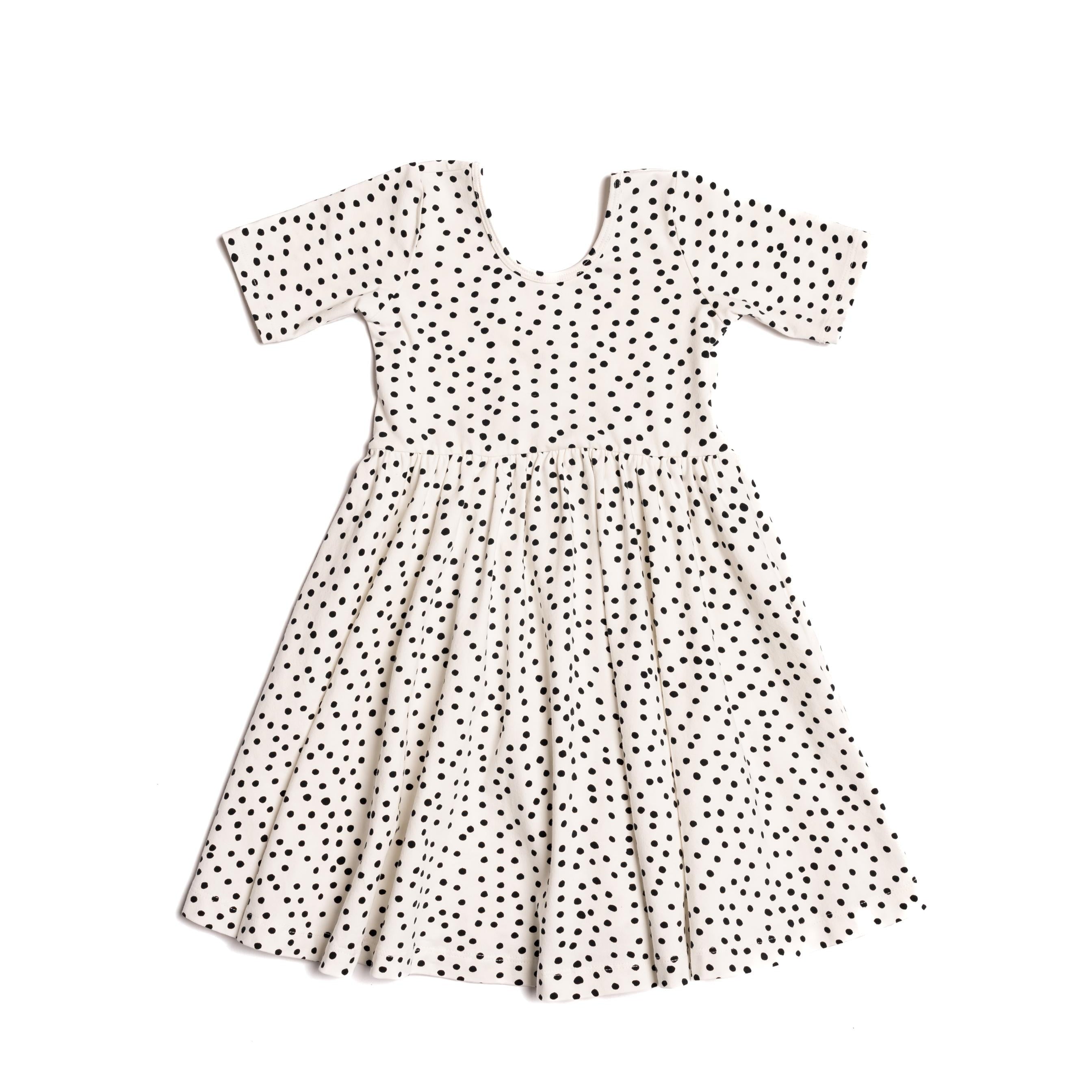 short ivory dresses The Short Sleeve Ballet Dress in Ivory Dot