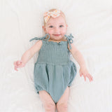 The Smocked Onesie in Aegean Blue