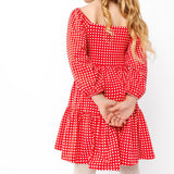 The Long Sleeve Juliet Dress in Cranberry Grid