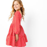 The Long Sleeve Juliet Dress in Cranberry Grid