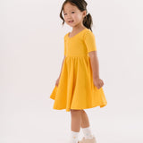 The Short Sleeve Ballet Dress in Gold