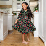 The Long Sleeve Peter Pan Dress in Crimson Glow