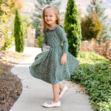 The Long Sleeve Peter Pan Dress in Pine