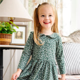 The Long Sleeve Peter Pan Dress in Pine