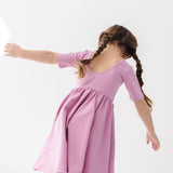 The Short Sleeve Ballet Dress in Orchid