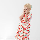 The Short Sleeve Ballet Dress in Apples