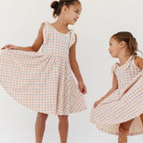 The Bow Tank Ballet Dress in Red and Blue Grid