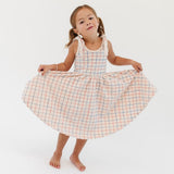The Bow Tank Ballet Dress in Red and Blue Grid