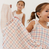 The Bow Tank Ballet Dress in Red and Blue Grid