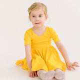 The Short Sleeve Ballet Dress in Lemon