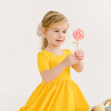 The Short Sleeve Ballet Dress in Lemon
