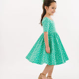 The Short Sleeve Ballet Dress in Ditsy Green