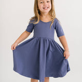 The Short Sleeve Ballet Dress in Blue Sea