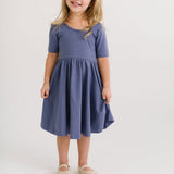 The Short Sleeve Ballet Dress in Blue Sea