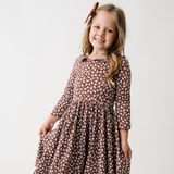 The Long Sleeve Peter Pan Dress in Autumn Ditsy