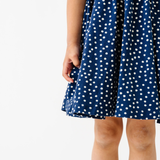 The Summer Sleeve Ballet Dress in Navy Dot