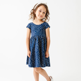 The Summer Sleeve Ballet Dress in Navy Dot