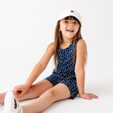 The Tank Shortie Jumpsuit in Navy Dot