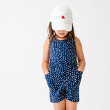 The Tank Shortie Jumpsuit in Navy Dot