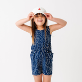 The Tank Shortie Jumpsuit in Navy Dot
