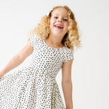 The Summer Sleeve Ballet Dress in Ivory Dot