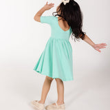 The Short Sleeve Ballet Dress in Aquamarine