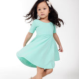 The Short Sleeve Ballet Dress in Aquamarine