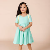 The Short Sleeve Ballet Dress in Aquamarine