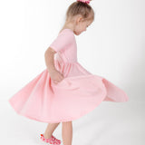 The Short Sleeve Ballet Dress in Tickled Pink