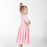 The Short Sleeve Ballet Dress in Tickled Pink