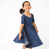 The Short Sleeve Ballet Dress in Navy Dot