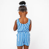 The Tank Shortie Jumpsuit in Blue Lattice