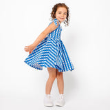 The Bow Tank Ballet Dress in Blue Lattice