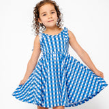 The Bow Tank Ballet Dress in Blue Lattice