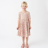 The Short Sleeve Ballet Dress in Ruby Floral
