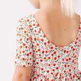 The Short Sleeve Ballet Dress in Ruby Floral