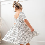 The Short Sleeve Ballet Dress in Ivory Dot