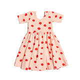 The Short Sleeve Ballet Dress in Blush Dot