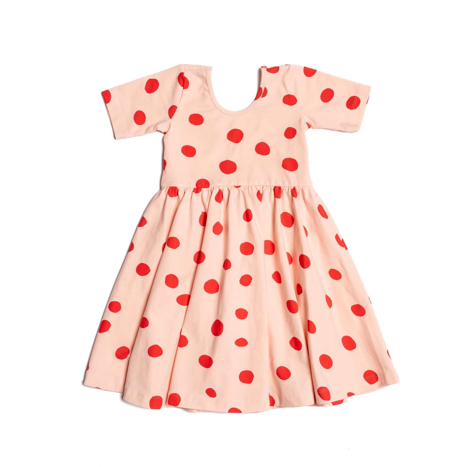 The Short Sleeve Ballet Dress in Blush Dot | 4T