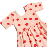 The Short Sleeve Ballet Dress in Blush Dot